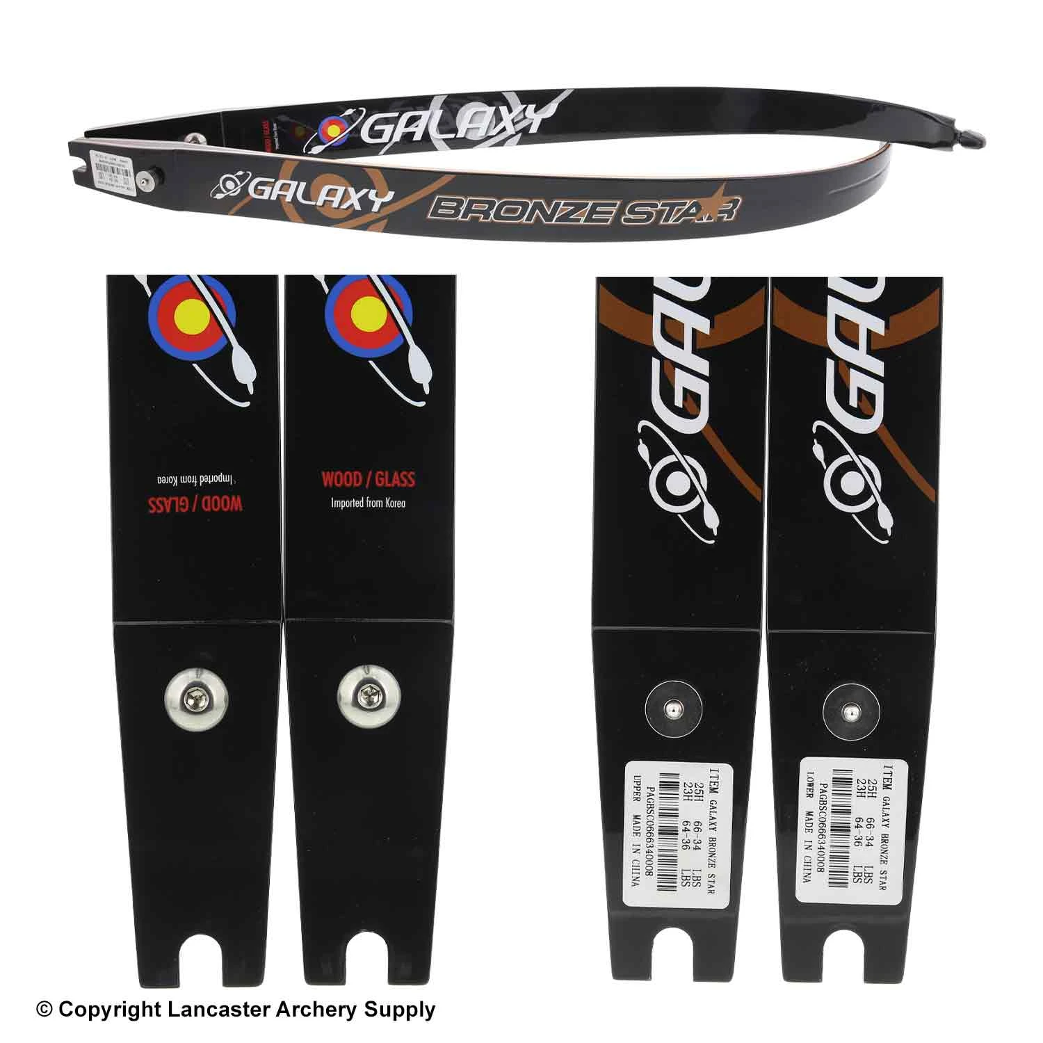 Galaxy Bronze Star Glass Wood ILF Recurve Limbs (Open Box X1033186) 4 Galaxy Bronze Star Glass Wood ILF Recurve Limbs (Open Box X1033186) - Image 2